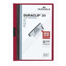 Durable DURACLIP 30 A4 Clip Folder - Holds Up to 30 Sheets of A4 Paper - Strong Metal Sprung Clip