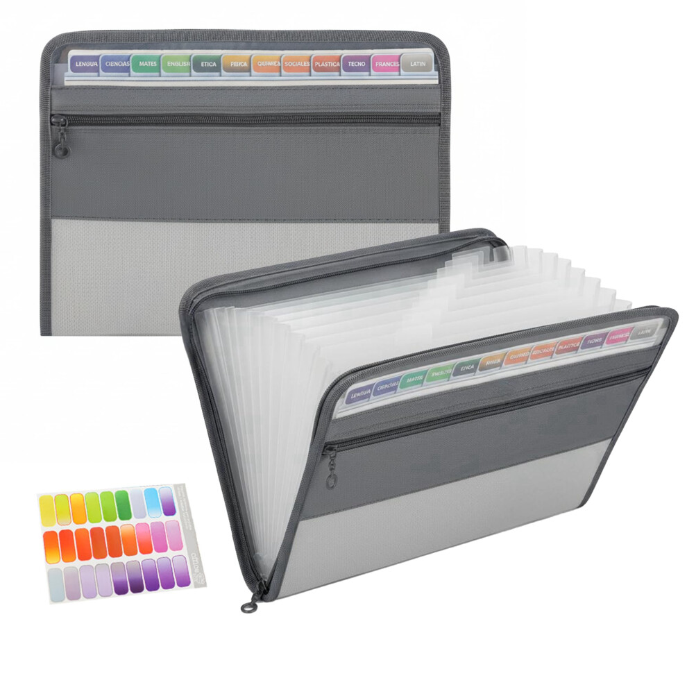 Photos - Other Office Equipment TRANBO 13 Pockets Expanding File Folder, Plastic A4 Zipper Closure Document Wallet Organizer with Handy Front Pocket for Per