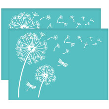 OLYCRAFT 2Pcs Self-Adhesive Silk Screen Printing Stencil Dandelion Pattern Mesh Transfers Stencil Dragonfly Pattern Silk Screen Stencils for Painting