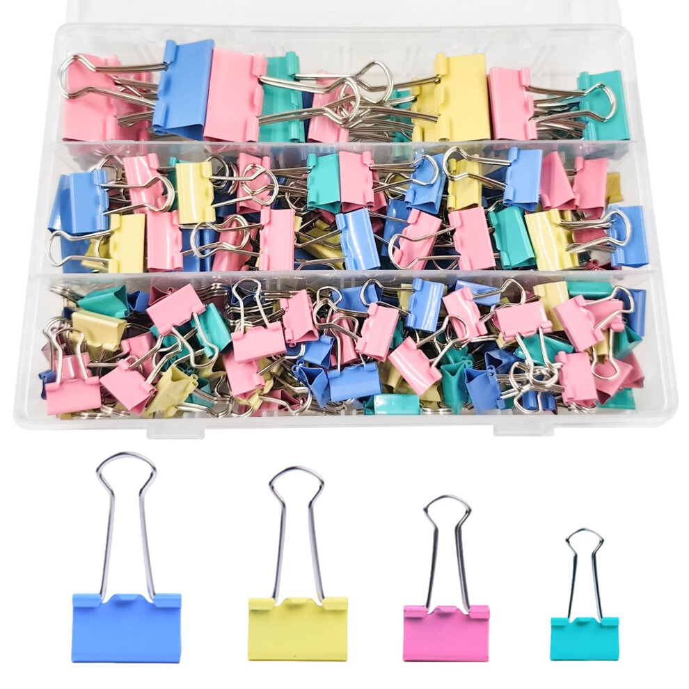 170Pcs Colored Binder Clips,Assorted Sizes Bulldog Clips 32Mm 25Mm 19Mm 15Mm Metal Foldback Clips Paper Clips Clamps For Office Supplies, Home 5051227169174