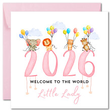Printperfect - 2026 New Baby Card Baby Girl Welcome To The World - Newborn Card - Congratulations On Your New Baby - Niece/Goddaughter