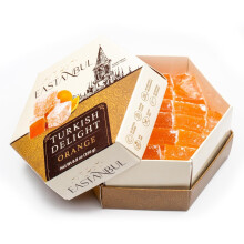Eastanbul Turkish Delight with Orange Flavor, 250g, Turkish Delights w/Citrus Infuse, Lokum Turkish Delight, Nut-Free Turkish Delights