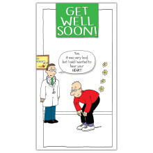 Funny Get Well Soon Card, Heart, Get Well, Funny, Humour, Greetings Card.