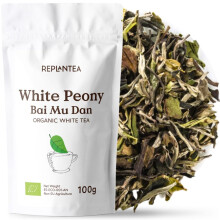 White Tea Organic White Peony 100g (50 Cups) | Bai Mu Dan Chinese White Tea | Pai Mu Tan Loose Leaf Tea REPLANTEA
