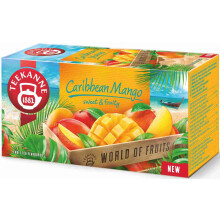 Teekanne Caribbean Mango Flavored All Natural Fruit Infusion Tea with White Hibiscus and Sweet Blackberry Leaves 20 Teabags