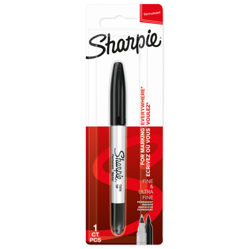 Sharpie Sharpie Twin Tip Permanent Marker | Fine & Ultra-Fine Points | Black | 1 Marker Pen