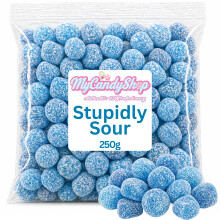 MyCandyShop Stupidly Sour Sweets 250g - Raspberry - World's Sourest Sweets -Intense Coating