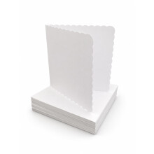Crafts UK 50 Scalloped Cards and Envelopes, White, 6 x6-Inch, 25 x 55 mm 385 836