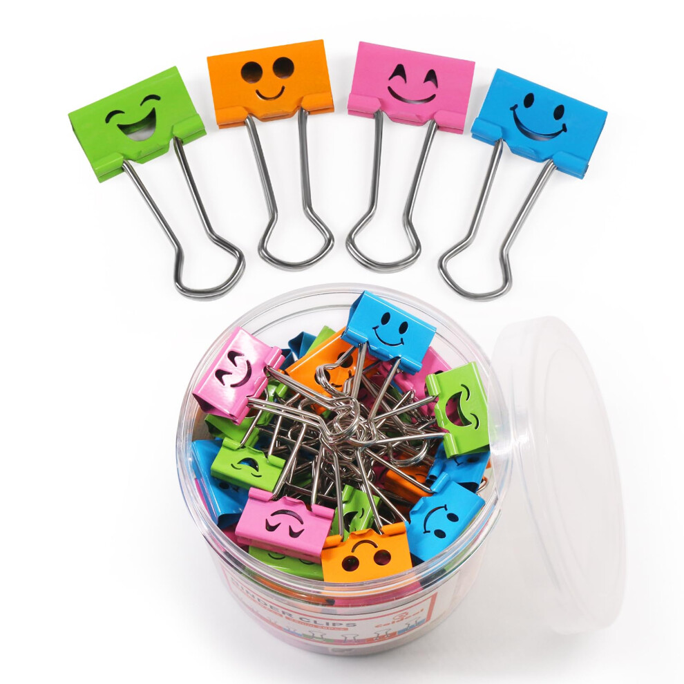 Mini Smiley Binder Paper Clips, Coideal 19Mm Small Bull Clips Smiling Face Coloured Metal Foldback Picture Clamps For Office School (40 Pcs) 5051227172099