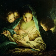 Museums & Galleries Christmas Cards - Religious Mary & Baby Jesus - Pack of 5 Premium Greeting Cards with Envelopes - 'Holy Night' by Carlo Maratta