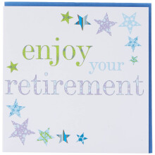 Claire Giles Greeting Cards, Enjoy your Retirement Card, Congratulations and Good Luck Greeting Card with Blue Stars