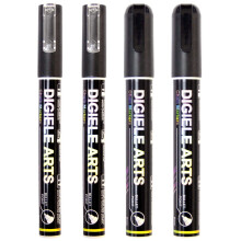 DIGIELE Black Chalk Marker, 2pcs 3mm & 6mm Liquid Chalk Pens for Whiteboard, Window, Glass & Mirror, Dry or Wet Wipe Erase