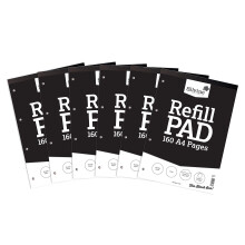 Silvine A4 Refill Pad - Plain White (160 Pages) Pack of 6