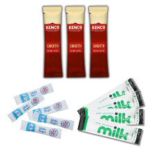 120-Piece Coffee Set - 30 Rich Instant Sachets, 30 Lakeland UHT Milk Sticks, 60 Silverspoon Sugar Sachets | Individually Wrapped Portions for Home