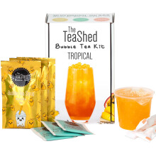 Bubble Tea Kit Gift Box | Tropical Flavour | Mango Bubble Tea Syrup, Passion Fruit Popping Boba, Premium Tea and Paper Straws | Makes 3 Bubble Teas