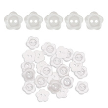 jeufun 2 Hole Flower Resin Button Cardigan Pearlescent Sewing Baby Button, 30pcs White Buttons