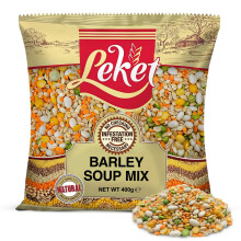 Leket Barley Soup Mix 400g - Hearty Blend of Pearl Barley, Haricot Beans, Green & Yellow Split Peas, and Red Lentils for Delicious Homemade Soups