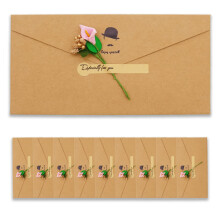BITEYI 10pcs Fancy Envelopes with Greeting Cards Handmade Dried Flowers and Stickers,Vintage Kraft Paper Envelopes with Postcards (Coffee Color)