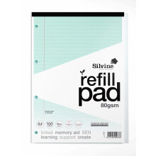 Silvine A4 Blue Paper Dyslexia Refill Pad - Lined with Margin (100 Pages)