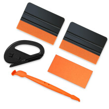 5-in-1 Vinyl Wrap Tool Kit, Professional Wallpaper Smoother Set with 2x Suede Felt Squeegees