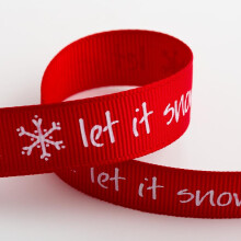 Italian Options Red Let It Snow Grosgrain Ribbon, Christmas Ribbon for Crafts, Gift Wrapping, Wreaths, Tree Decorations, Hair Bows, Red, White Print