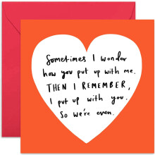 Old English Co. Sometimes I Wonder Anniversary Card - Funny Romantic Valentines Day Card | For Boyfriend, Girlfriend, Wife, Husband