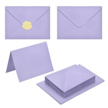 PATIKIL 20Pack Light Purple 5x7 Envelopes with Cards, V Flap A7 Envelopes with Cardstock & Gold Stickers for Greeting Cards Wedding Greeting Birthday