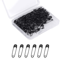KINBOM 120 Pcs 19mm Mini Metal Safety Pins for Art, Craft, Sewing & Jewelry Making (Black)