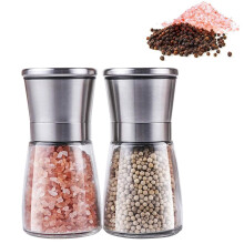 Salt and Pepper Grinder Set - 2Pack Stainless Steel Salt Manual Pepper Mills with Adjustable Coarseness for Spices and Seeds Fits in Home, Kitchen