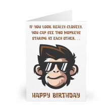 Funny Monkey Happy Birthday Card - Humorous Design - Laugh-Out-Loud Birthday Wishes - Blank Inside