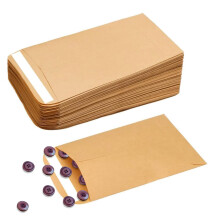 Jc.upin 50 Pcs Small Envelopes, 2.4 * 3.9 Inch Brown Self-Seal Money Envelopes for Seed Packing, Storing Items, Wages, Notes, Beads