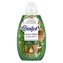 Comfort Ultra Fresh Fabric Conditioner Coco Fantasy, 58 Washes (870 ml) – Infused with Essential Oils, Long-Lasting Fragrance