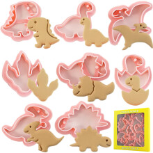 PTaizjjz Dinosaur Cookie Cutters Set, 8 Pcs Plastic Pastry Cutters, Biscuit Cutters for Kids, Dinosaur Party