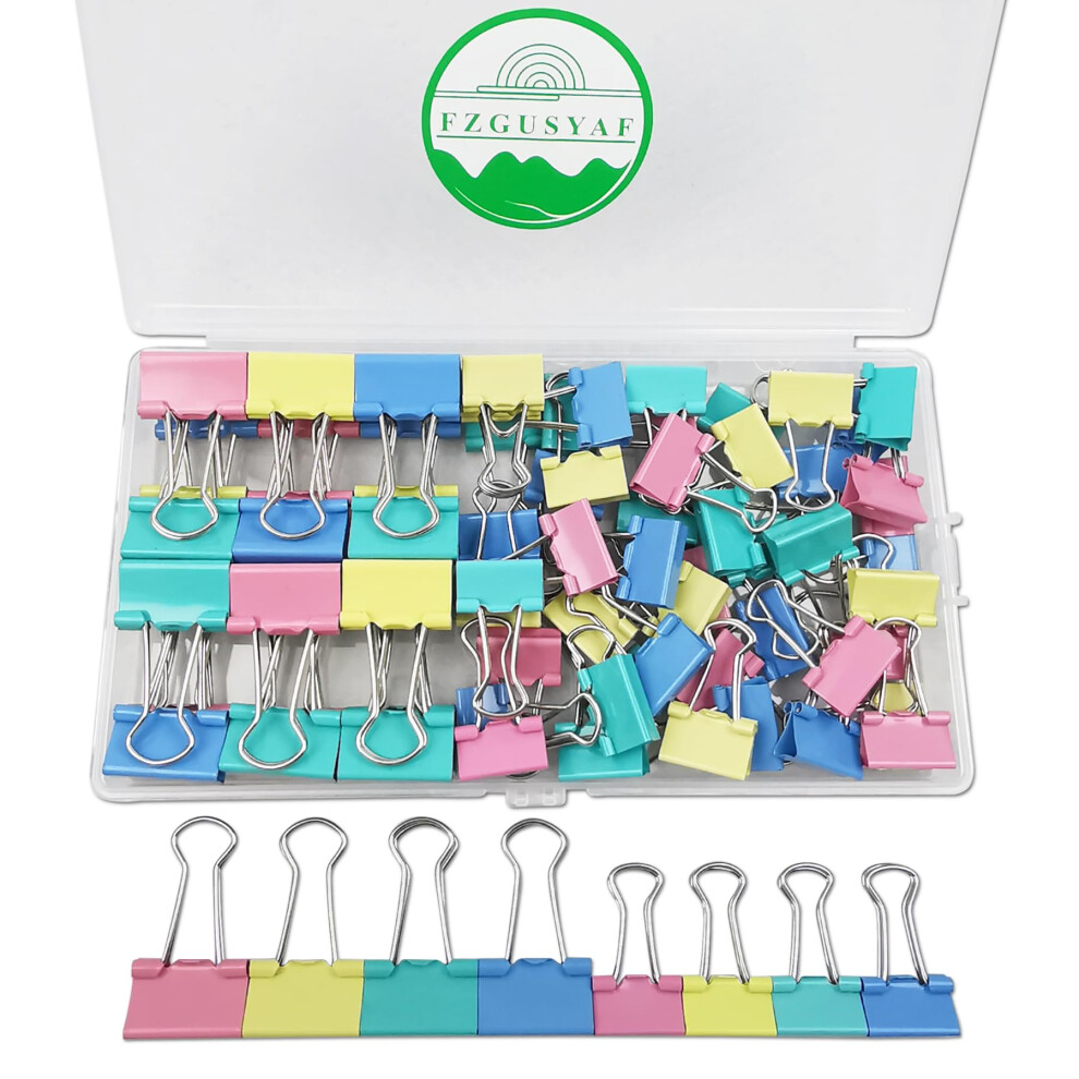Fzgusyaf 72Pcs Binder Clips Coloured Foldback Clips Metal Bulldog Clips Paper Clamps 15Mm, 19Mm For Office School Home 5051227158802