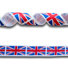 2 Yards (1.82 metres) Union Jack Flag Grosgrain Ribbon 25mm Wide, Ideal for Craft Projects, Scrapbooking, DIY Hair Bows, Present Wrapping etc.