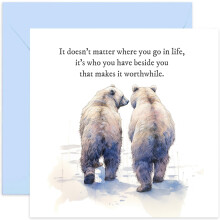 Old English Co. Wedding Anniversary Card for Wife - 'Who You Have Beside You' - Romantic Bear Card for Wife Girlfriend, Boyfriend, Husband