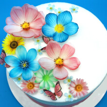 Set of 55 Edible Flowers & Butterflies Cupcake Toppers Wedding Cake Party Food Decoration Mixed Size & Colour for Anniversary