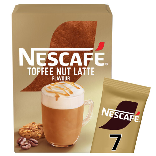 Nescafe NESCAFÉ Toffee Nut Latte Instant Coffee 7 Sachets, 100percent Responsibly Source