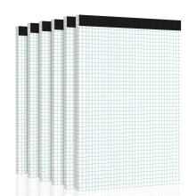 Roneky Graph Paper Pads, 6 Pack Graph Pads, 4x4 Grid Paper, 30 Sheets Squared Paper Notebook A4, A4 Lined Grid Notebook for Home, Office, School