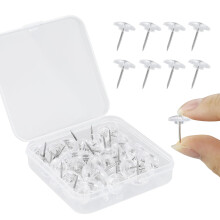 50pcs Clear Push Pins, Flat Head Push Pins, Plastic Transparent Thumb Tacks, Drawing Poster Pins with Storage Box Thumbtacks for Wall Hangings