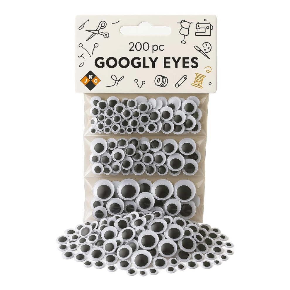 Jkg 200 Googly Eyes - Stick On Googly Eyes - Self Adhesive, Peel & Stick | Wobbly Wiggly Eyes For Arts & Crafts Supplies For Kids