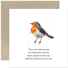 Robin Condolences Card - Simple Heartfelt Sympathy Card for Loss of Loved One - 'Those We Love Don't Go Away' Poem