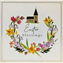 Set of 8 Christian Easter Cards – Elegant Church Design with Spring Flowers | 210 GSM Premium Cardstock | Includes Envelopes