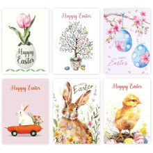 Giftinghouse Easter Cards Multipack of 6/12 - Happy Easter Cards with Envelopes Featuring 6 Unique Mixed Designs