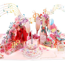 80th Birthday Card for Women, Musical & Light Birthday Cards for 80th Women, Pop-Up Champagne Greeting Cards Birthday Gifts for 80 year old women