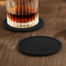 Silicone Black Drink Coasters Set of 32 Non-Slip Round Soft Sleek and Durable Easy to Clean Black