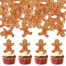 Blumomon 40Pcs Edible Gingerbread Man Cupcake Toppers Gingerbread Christmas Cupcake Decorations Selected Christmas Gingerbread Man Theme Birthday