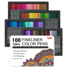 Shuttle Art 100 x 0.4mm Fine Tip Color Markers, Perfect for Adult Coloring Books, Art Projects and Your Diary