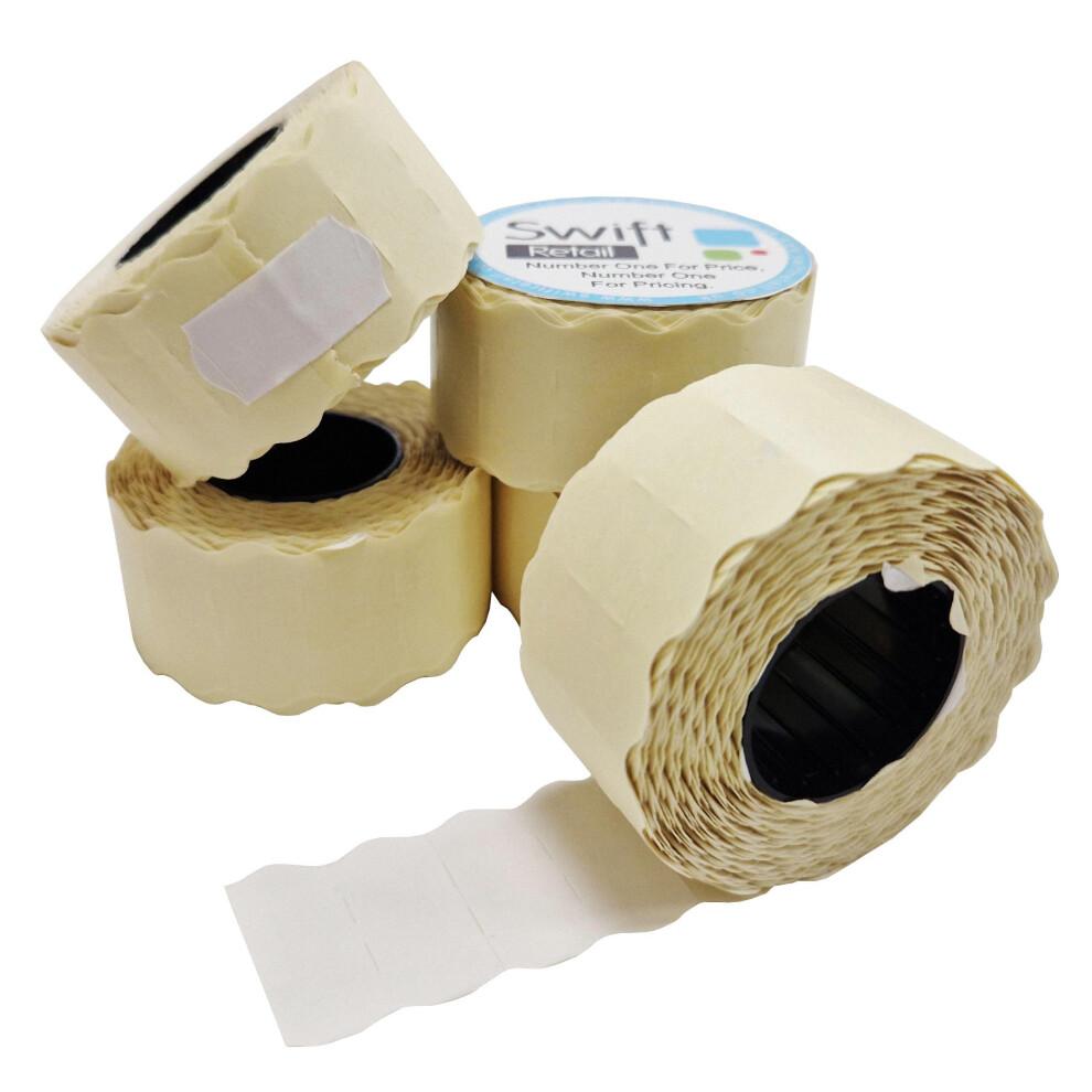 Swift 26 X 12 Mm Price Gun Labels 5 Rolls 5,000 Stickers Ct4 Wavy Edge Pricemarking Tags Fits Many Pricing Labellers White