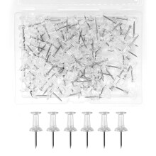 Clear Push Pins Thumbtacks Drawing Pins for Walls Notice Board Pins Clear Drawing Pins for fixing, bulletin board pushpins (100 pcs,Silver)